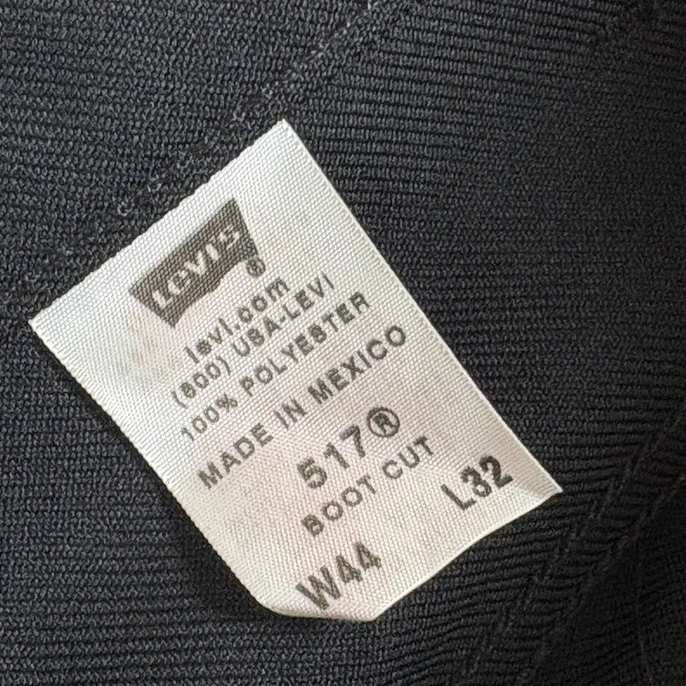 VTG. Y2K Levis 517 Boot Cut Mens Black Sta-Prest Style Polyester Pants W44 L32